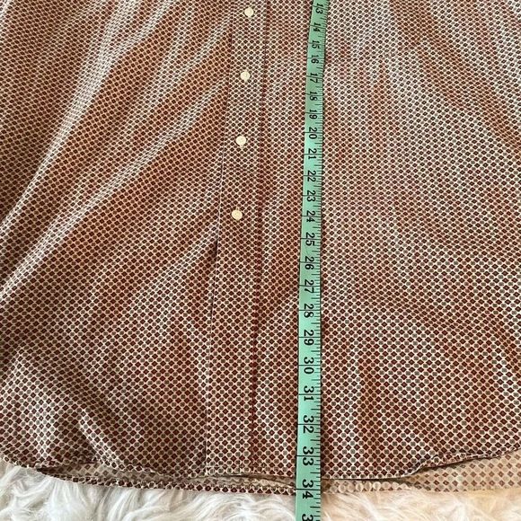 Nautica Classic Fit Shirt Size Large Mens Button Down Pocket Long Red Tan Print - Picture 7 of 8
